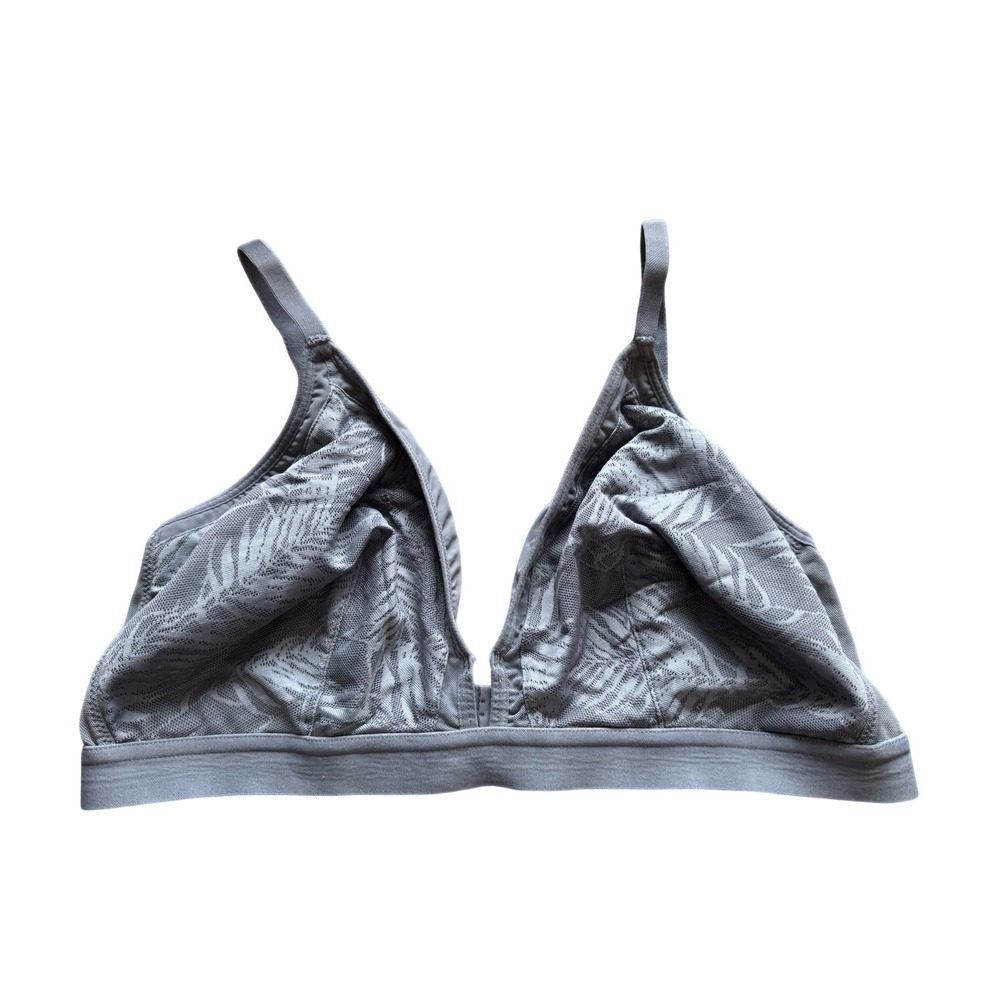 Lively Palm Mesh Bralette Womens Size 2 Grey Excellent Deep V Adjustable Straps